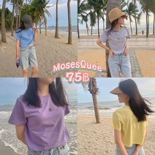 MosesQueen เสื้อครอปคอกลมสีพื้น เสื้อครอป เสื้อสีพื้น #22132