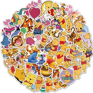 Winnie the Pooh สติกเกอร์กันน้ำรูปแบบที่แตกต่างกัน, 50 ชิ้น