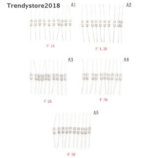 Trendystore2018 ฟิวส์หลอดแก้ว F1A 1.5A 2A 3A 5A 3.6x10 มม. 250V 10 ชิ้น