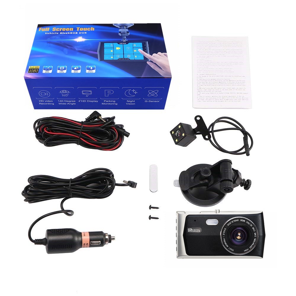 T680 กล้องติดรถยนต์ กล้องหน้า-หลัง 4-Inch 1080P Full HD Dual Lens Touch Screen Vehicle BlackBox DVR T680 CAMERA