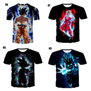 ใหม่เสื้อยืดลําลองสําหรับเด็กผู้ชายแขนสั้นพิมพ์ลาย 3D Dragon Ball