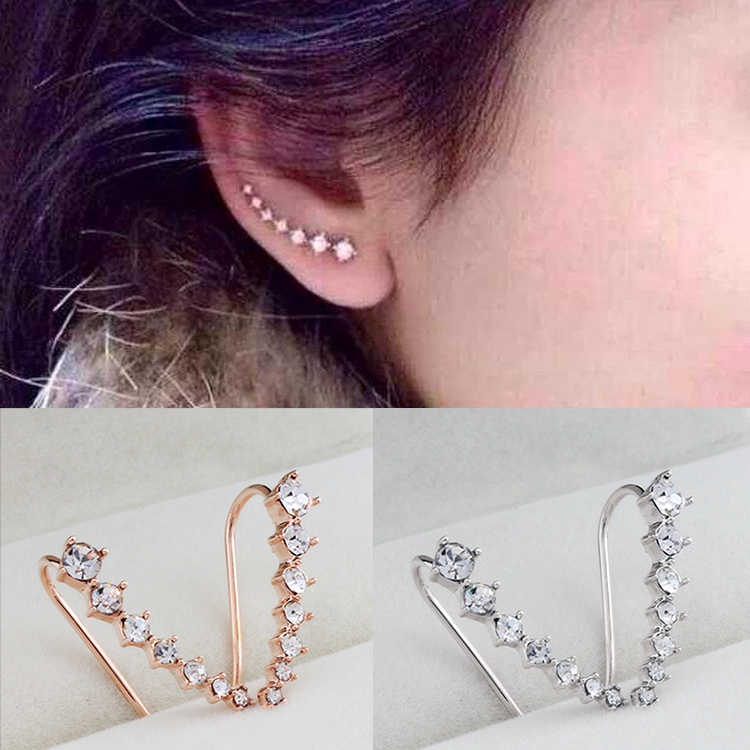 ZHOUYANG บิ๊กกระบวยสี่เขี้ยวตั้งค่า 7pcs E534 เครื่องประดับ CZ Rose Gold สีหูตะขอ Stud Earrings แฟชั่น