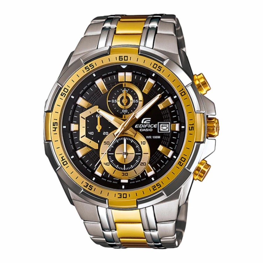 Casio นาฬิกาข้อมือผู้ชาย สายแสตนเลส Edifice Chronograph Black/Gold รุ่น