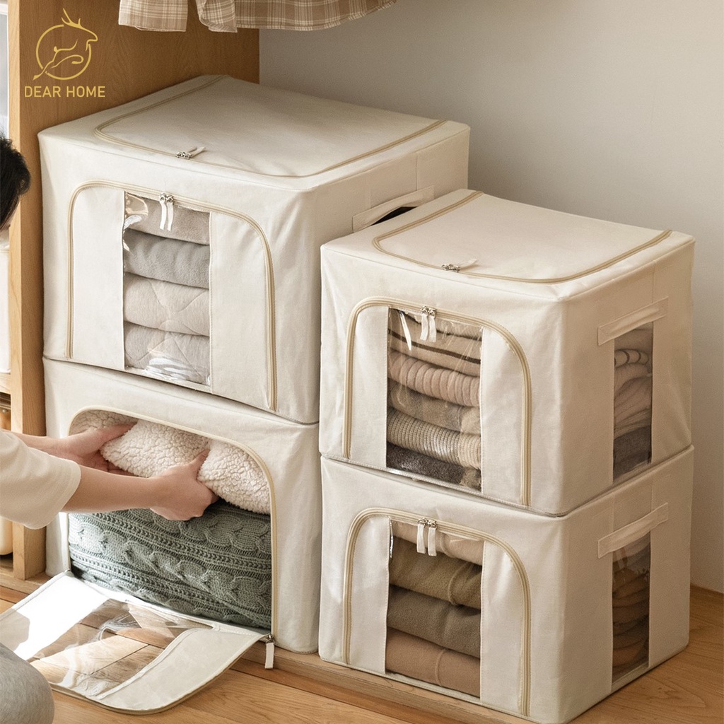 Storage Boxes, Bags & Baskets 249 บาท Dear Home กล่องผ้าเก็บเสื้อผ้าพับได้ กล่องใส่ของมีโครงเหล็กด้านใน พับเก็บสะดวก Home & Living