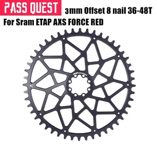 Pass QUEST GXP จานหน้าจักรยาน กว้าง แคบ 3 มม. ออฟเซต 8 เล็บ 36T-48T สีแดง สําหรับ Sram ETAP AXS FORCE RED