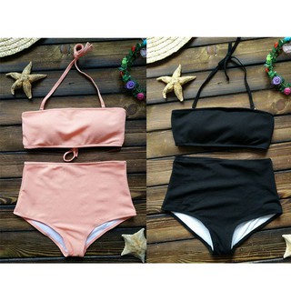 [SALE พร้อมส่ง] Bikini เกาะอกแบบ minimal ฟรี!! สายคล้องคอ ด้านหลังเป็นสายผูกปรับได้ตามขนาดตัว บรามีฟองน้ำ