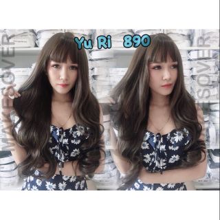 Yu Ri 890วิกผมยาวลอนสีน้ำตาลหน้าม้า