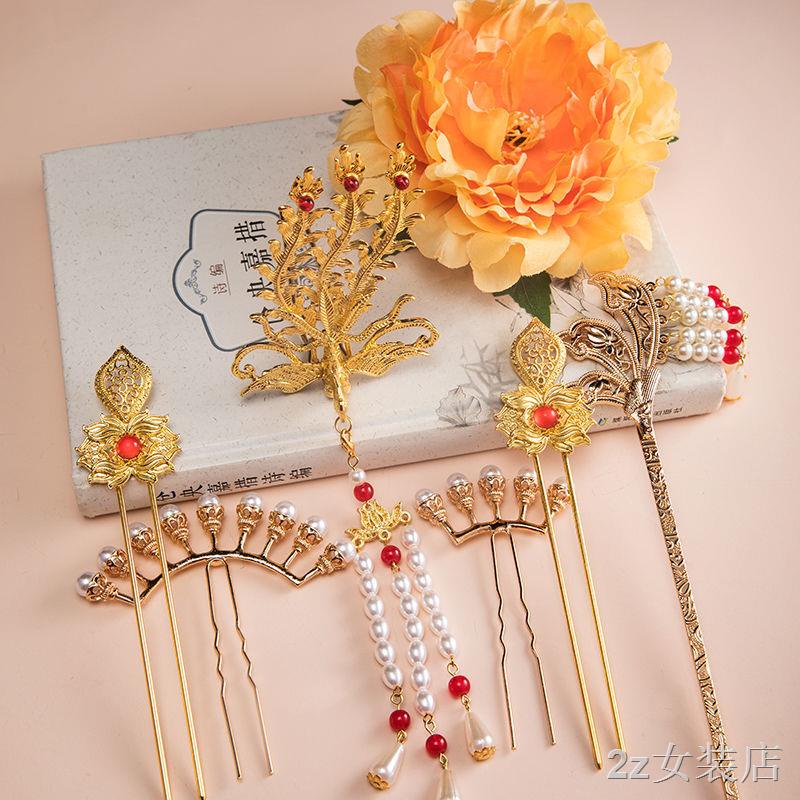โบราณ Hanfu Headwear ชุดพู่จีน Xiuhefu คลาสสิกเครื่องประดับอุปกรณ์เสริมผม Full Set