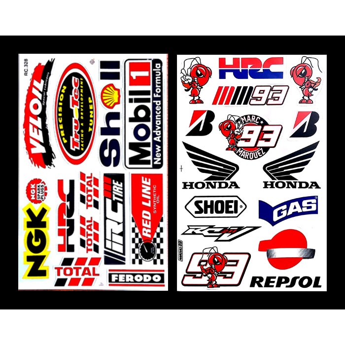 HRC Honda 2แผ่น สติ๊กเกอร์แต่งมอเตอร์ไซค์ บิ๊กไบค์ รถยนต์ หมวกกันน็อค เนื้อPVC เคลือบเงา กันน้ำ กันแ