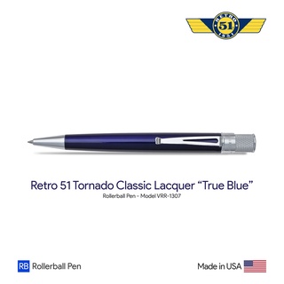 Retro 51 Tornado "True Blue" Classic Lacquer Rollerball Pen - ปากกาโรลเลอร์บอลล์เรโทร 51 ทอร์นาโด