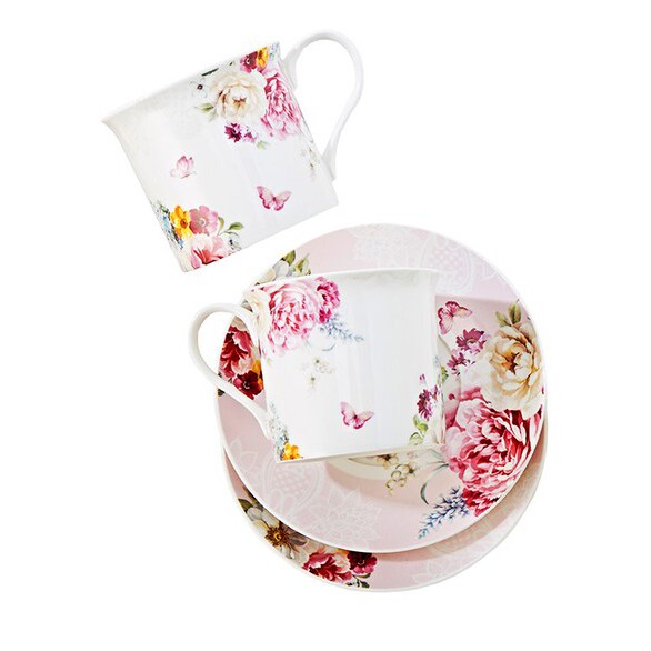 ชุดแก้วกาแฟพร้อมจานรอง CUIZIMATE ลาย PINK ROSE รุ่น GZ119MBM10864 จำนวน 4 ชิ้น