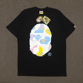 A BATHING APE Kaos เสื้อยืด แขนสั้น พิมพ์ลาย APE BIG HEAD PASTEL สีดํา ของแท้