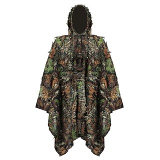 Outdoor 3D Leafy Leaves Clothing Jungle Woodland Camo Poncho Cloak Tatical