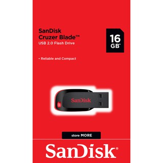 Sandisk Flash Drives 16GB Cruzer Blade สีดำ รับประกัน 5 ปี รุ่น SDCZ50_016G_B35