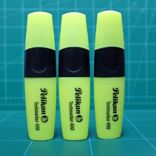 ปากกาเน้นข้อความ ไฮไลท์ สะท้อนแสง พีลีแกน Pelikan Textmarker 490 สีเหลือง (1ชุด/3ด้าม)