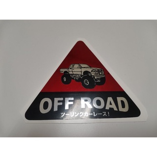 สติ๊กเกอร์ฟอยล์แดงวาว รูปสามเหลี่ยม รูป รถ OFFROAD sticker ติดรถ แต่งรถ ประดับยนต์ sticker สามเหลี่ยม