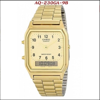 Casio นาฬิกาข้อมือผู้ชาย นาฬิกาข้อมือผู้หญิง รุ่น AQ-230GA-9B Gold ของแท้ รับประกัน1ปี AQ-230GA-9