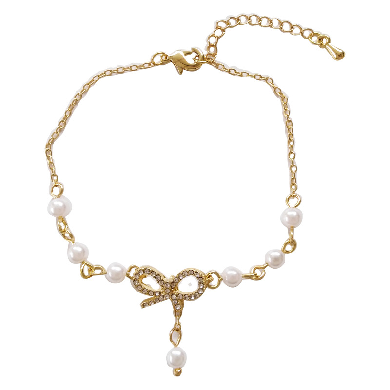 สร้อยข้อมือประดับมุก จี้รูปโบ สำหรับผู้หญิง - รูปที่ 5