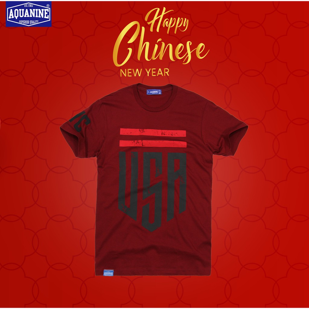 AQUANINE เสื้อยืดผู้ชาย เสื้อยืดผู้หญิง รุ่น USA (สีแดง) สตรีท ลิขสิทธิ์แท้