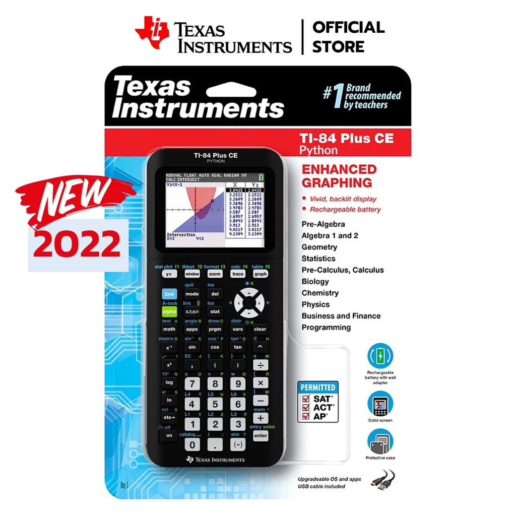 New 2022 Python Edition Free Hard CaseTexas Instruments TI-84 plus CE ...