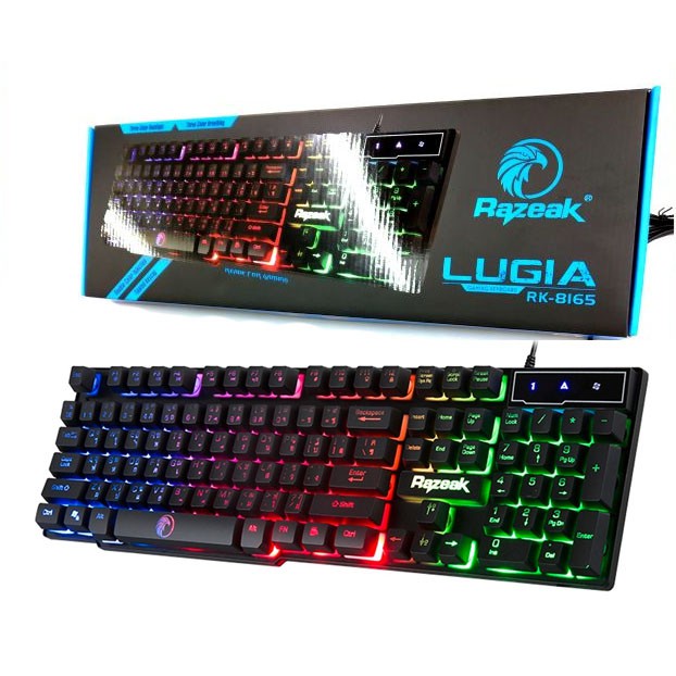 Razeak RK-8165 คียบอร์ดมีไฟ คียบอร์ดเกมมิ่ง Gaming Keyboard Lugia Rubber dome switch ประกันศูนย์ไทย 