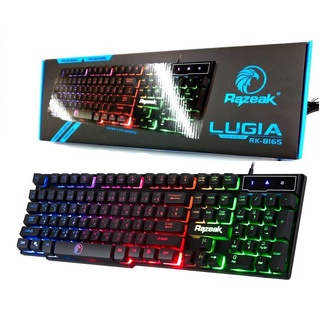 Razeak RK-8165 คียบอร์ดมีไฟ คียบอร์ดเกมมิ่ง Gaming Keyboard Lugia Rubber dome switch ประกันศูนย์ไทย 1 ปี