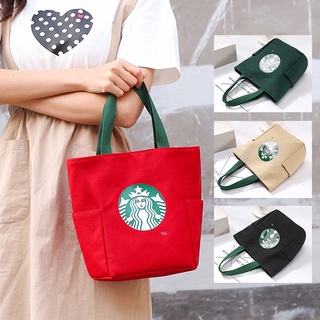 กระเป๋าผ้า starbuck แบบถือ ติดกระดุมเป๊ก