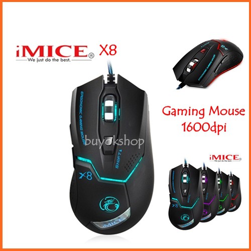 เมาส์เกมมิ่ง iMICE X8 1600dpi Adjustable Optical Programmable Gaming ...