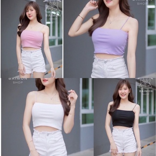 cherishtar ✨ สายเดี่ยว สปาเกตตี เสื้อครอป crop สีสดใสสวยมากกก