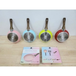 Littlest Studio กระทะเคลือบหินอ่อน ไม่ติด เตาแม่เหล็กไฟฟ้า non-stick 16ซม 18ซม หลากสี น่ารัก เทฟล่อน