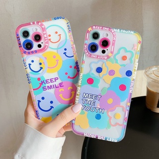 เคสโทรศัพท์มือถือแบบนิ่ม กันรอยเลนส์กล้อง ลายดอกไม้หน้ายิ้ม สําหรับ OPPO A76 A36 A94 A93 A74 A95 A54 A53 A33 A52 A92 A31 A16 A15 A15S A5 A9 2020 A7 A5S AX7 A3S Reno 5F 4F 7 6 5 4 4G 5G