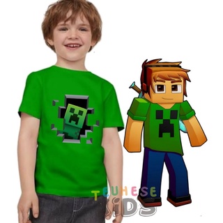 เสื้อยืด พิมพ์ลายโลโก้ minecraf พรีเมี่ยม สําหรับเด็ก