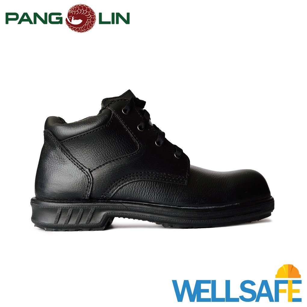 DF ตัวแทนจำหน่าย! รองเท้าเซฟตี้ PANGOLIN รุ่น 9504R สีดำ แพนโกลิน หัวเหล็ก พื้นยางหล่อ