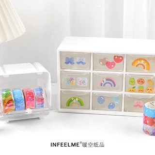 <พร้อมส่ง> Infeel Me สติ๊กเกอร์ม้วน V.2 100ดวง มีลาย มุ้งมิ้ง✨ น่ารัก ต้นไม้,ผลไม้,สัตว์น้อย,เค้ก,คุ้กกี้,ดาวเคราะห์