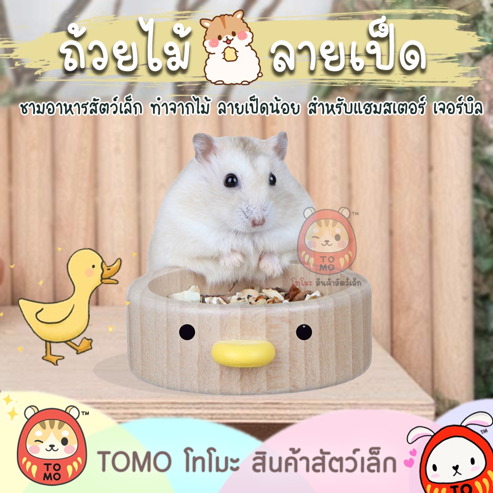 ร้านโทโมะ ถ้วยอาหาร เป็ดน้อย Bucatstate ชามไม้ ขนาดเล็ก สำหรับ แฮมสเตอร์ เจอร์บิล แรท กระรอก ชูการ์
