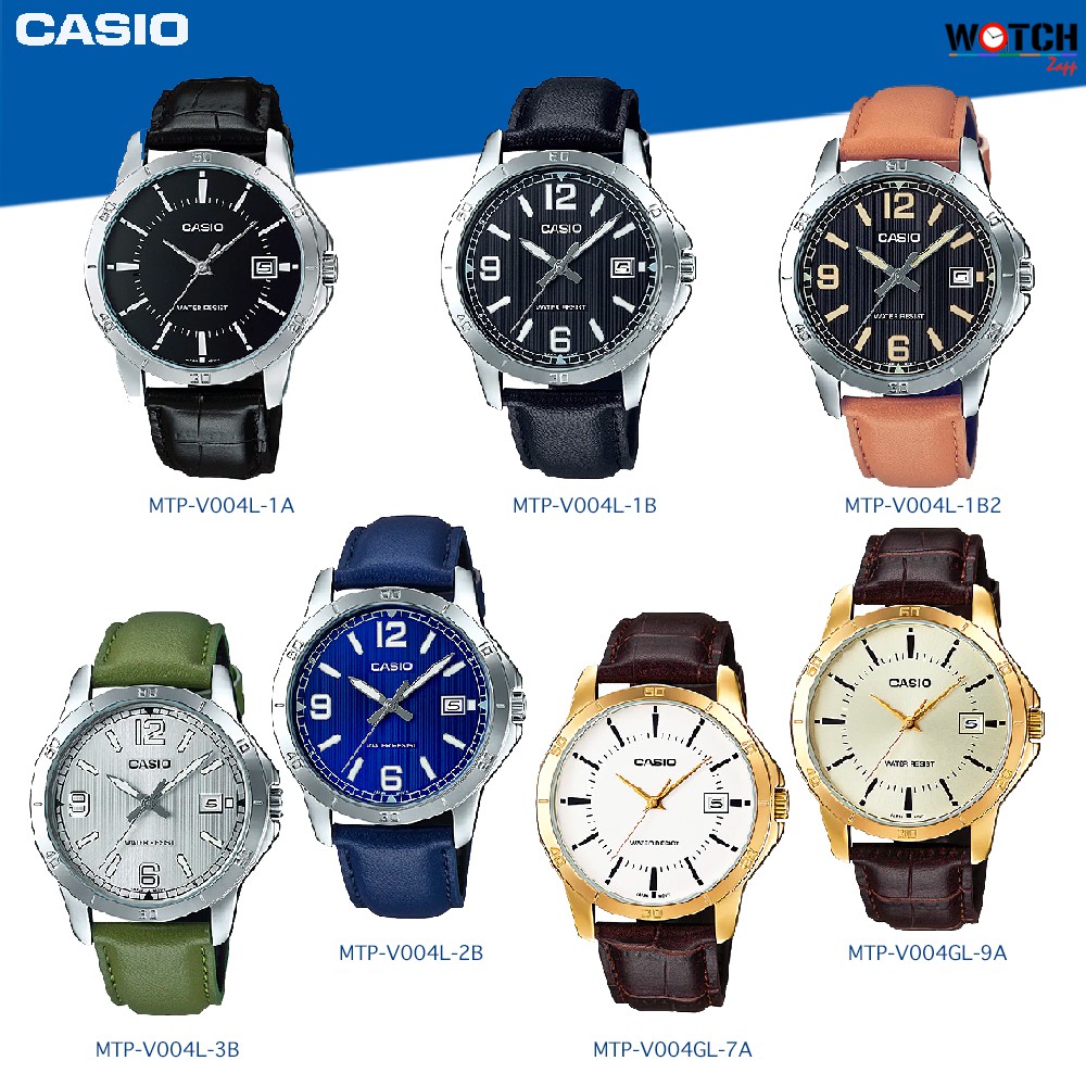 Casio นาฬิกาข้อมือ ผู้ชาย สายหนัง รุ่น MTP-V004 MTP-V004L MTP-V004GL MTP-V004L-1B
