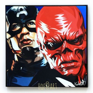 Red Skull &amp; Captain America กัปตันอเมริกา เรด สกัลล์ Marvel​ รูปภาพ​ติด​ผนัง​ pop art กรอบรูป มาร์เวล แต่งบ้าน ของขวัญ