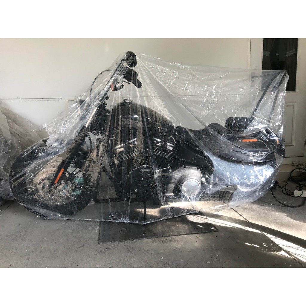 พลาสติกคลุม มอเตอร์ไซค์ใหญ่ Size L ผ้าคลุมรถมอเตอร์ไซต์ ถุงใสโชว์รถ อย่างดี หนาสุด มียางรัดขอบ