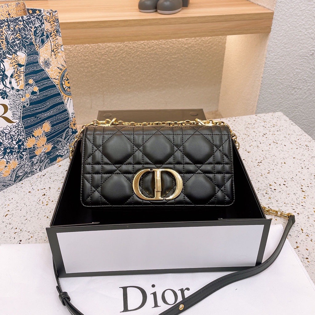 Dior Caro กระเป๋าสะพายข้าง แฟชั่น สําหรับผู้หญิง (M: 25 ซม.) (พร้อมกล่อง)