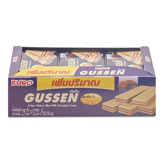 กัสเซ็น เวเฟอร์สอดไส้ครีมรสนมและช็อกโกแลต บรรจุ 22กรัม ยกแพ็ค 12ซอง GUSSEN MILK CHOCOLATE WAFER