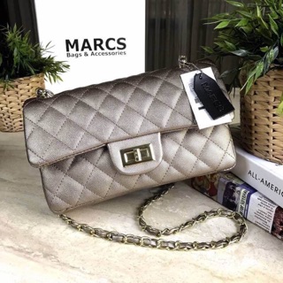 ReStock BEST SELLER! พร้อมส่งความสวย..ดีไซน์ยอดนิยม! MARCS WOMAN QUILTED CHAIN SHOULD BAG กระเป๋าสะพายหนังคาเวียร์