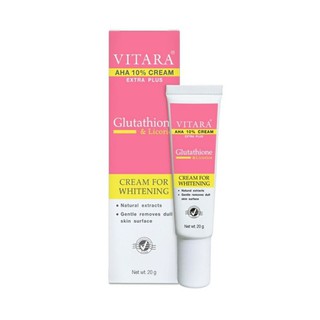 โฉมใหม่!! VITARA AHA 10% CREAM PLUS GLUTATHIONE  20 g. ไวทาร่า เอเอชเอ ครีม กลูต้า เผยผิวขาว ลดเลือนฝ้า