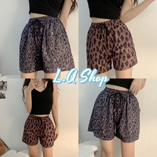 L.A Shop   พร้อมส่ง กางเกงขาสั้น เอวสม็อคลายเสือ ใส่สบายมาก "KU-Tiger 2สี"