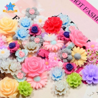 Pretty  50Pcs Assorted Resin Flower Flatback Cabochons Phone Case Kit DIY Decor