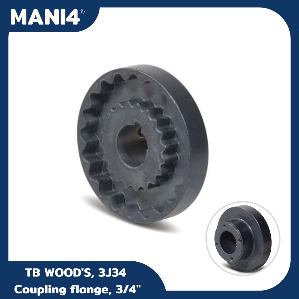 TB WOOD'S, 3J34, Coupling flange, 3/4"