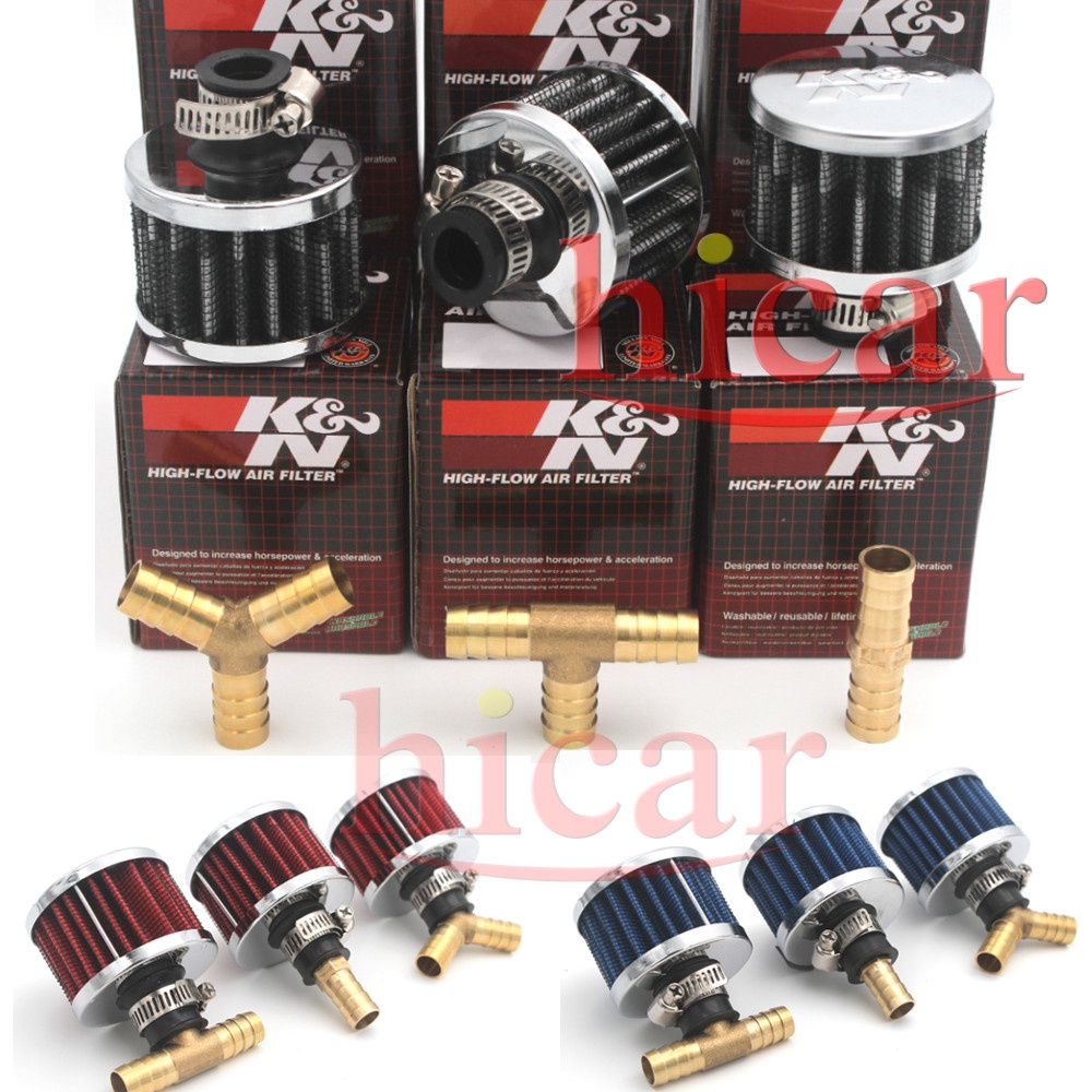 K&n KN วาล์วกรองน้ํามันเครื่องยนต์ ขนาดเล็ก 12 มม. พร้อมข้อต่อทองแดง สําหรับรถยนต์ กรองผ้า กรองเปลือย K@N แดง ปาก3นิ้ว12MM