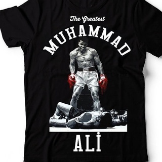 เสื้อยืดสีขาวเสื้อยืดแขนสั้น ผ้าฝ้าย พิมพ์ลาย Muhammad Ali สําหรับผู้ชายS-4XL