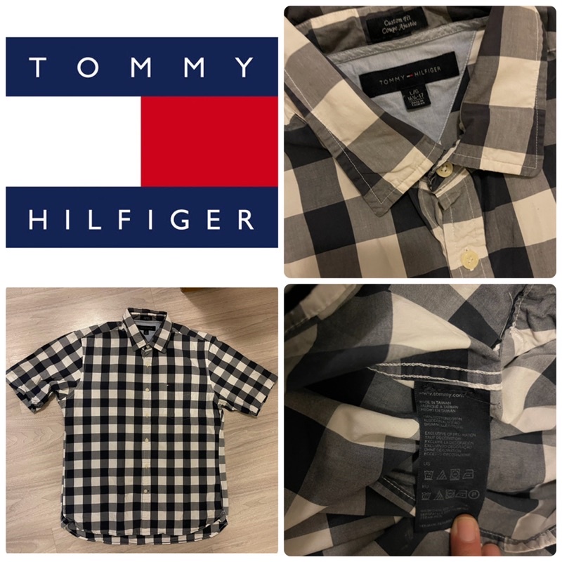 Tommy Hilfiger เสื้อเชิ้ตผู้ชาย ลายตาราง แขนสั้น💯