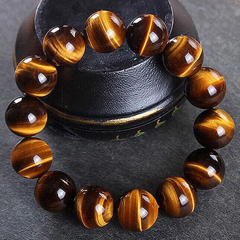 สร้อยข้อมือลูกปัดหินตาเสือสีเหลืองธรรมชาติสําหรับผู้ชายและผู้หญิงคู่เสน่ห์โชคดีโชคดีรักษาลูกปัดโยคะสมาธิแฟชั่นสร้อยข้อมือย้อนยุ