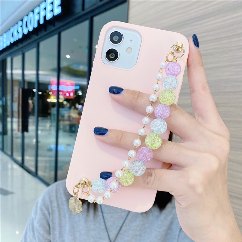 Huawei P10 P20 P30 P40 Mate10 Mate20 Mate30 P50 Pro P20lite Nova3e Mate20X Mate40 Mate40Pro Phone Case Two Rows of Colorful Crystal Beads Bracelet TPU Soft Cover กรณีศึกษา #8